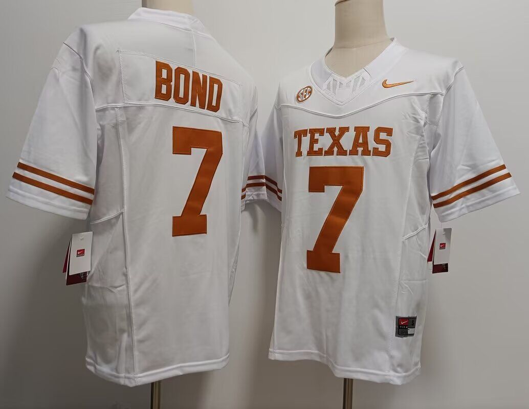 Men Texas Longhorns #3  Isaiah Bond White Nike 2024 NCAA jersey->indianapolis colts->NFL Jersey